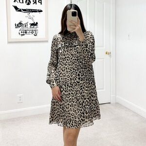 Kate Spade Metallic Leopard Print Clipped Dot Ruffle Mini Dress